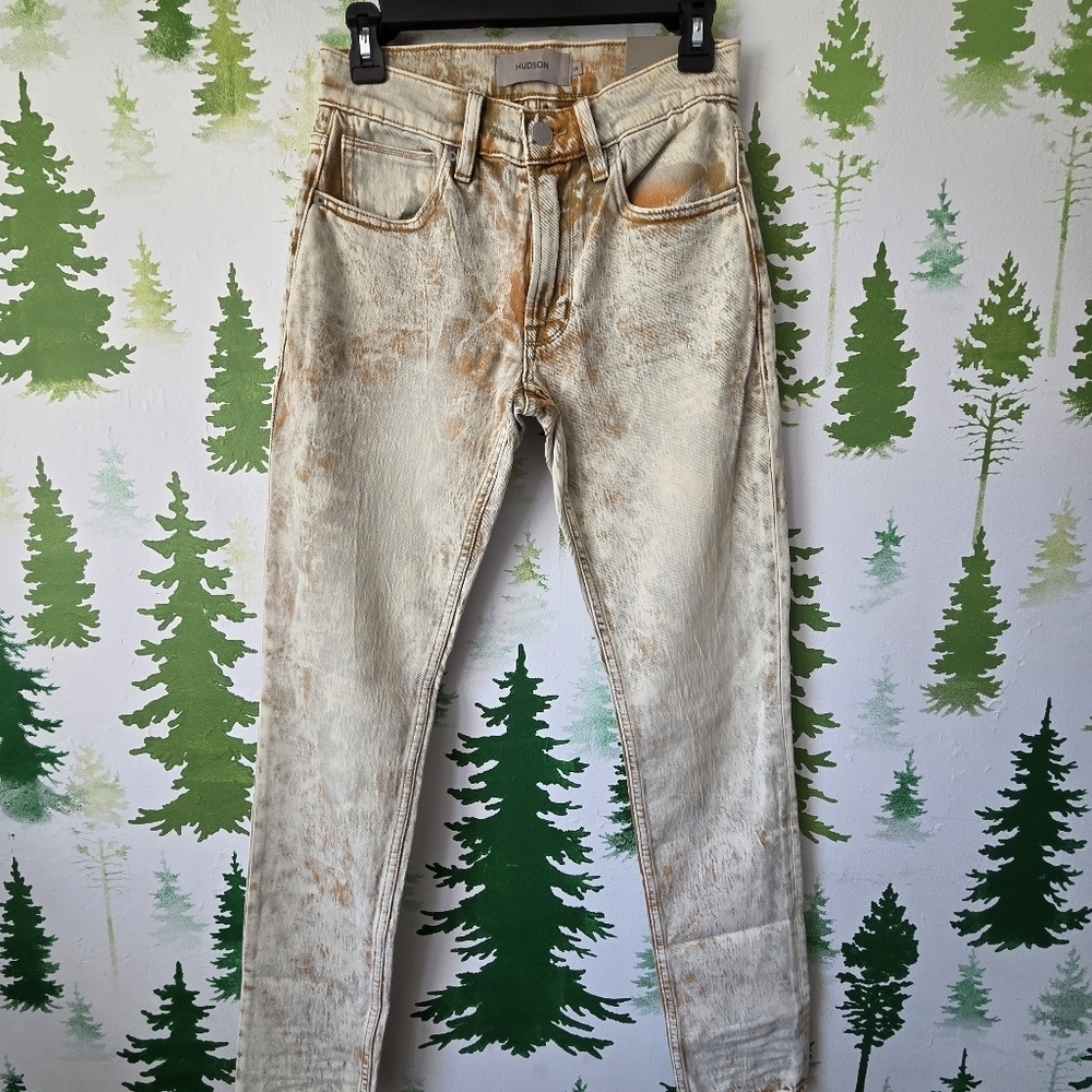Acid Wash Hudson Skinny Distressed Jeans